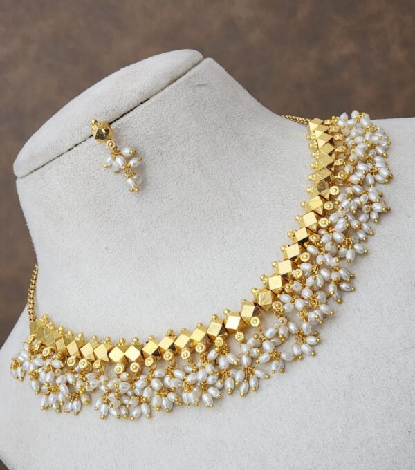 Premium 1 Gram Gold Necklace with Pearls